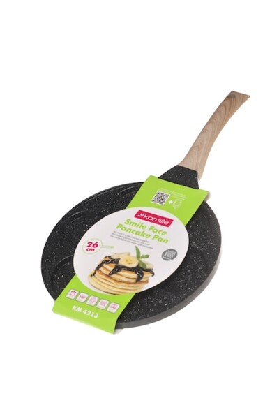 Kamille Frying Pan, non-stick marble, 26 cm, black, for all types of stoves