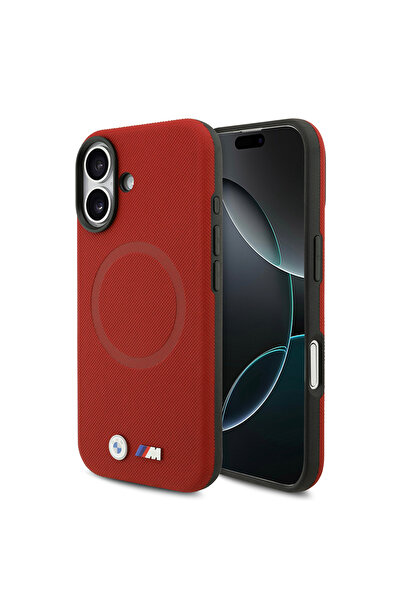 BMW 17 Uyumlu Kılıf Lisanslı M-safeli Metal Logolu Delikli M Dizayn Deri Kapak Kırmızı