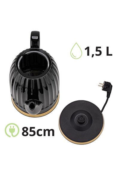 Kamille Cordless electric kettle, Ceramic, 1500W, 1.5L, black, KM1733