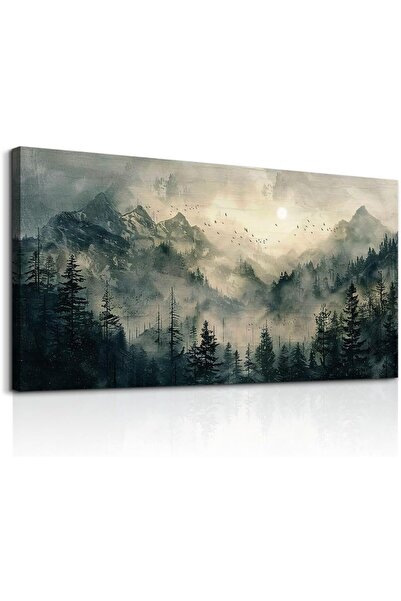 Emoda home Trove لوحة فنية جدارية من قماش ضباب الغابة (60×120 سم مؤطرة) - لوح...