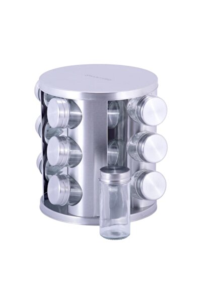 Kamille Set de condimente KM-7032, suport rotativ, 12 borcane, oțel inoxidabi...
