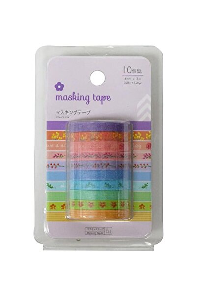 Promass شريط لاصق - زهور أ - 0.23 بوصة × 3.28 ياردة - 6 مم × 3 م - 10 قطع - ب...