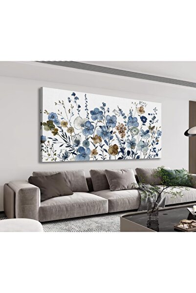 Emoda home Trove لوحة فنية جدارية زهرية باللون البني النيلي (60×120 سم) - قما...