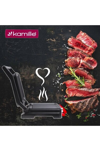 Kamille Grătar electric KM-6727, 2000W, plăci antiaderente, oțel inoxidabil, 70 cm