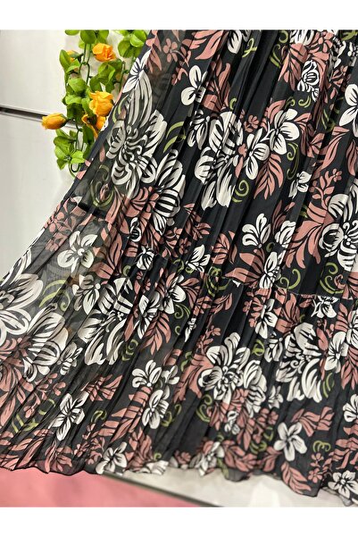 edu collection Floral Print Chiffon Lining Skirt