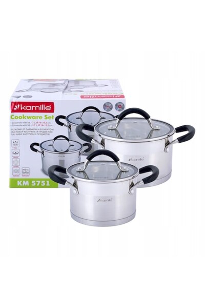 Kamille Stainless steel pot set, 4 pieces, 2.0 L and 2.7 L, induction