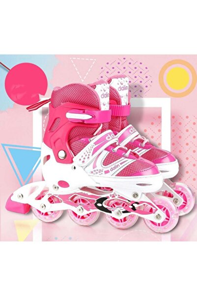Krista Children's roller skates SR06, silicone wheels with lights, adjustable sizes 31-34, pink