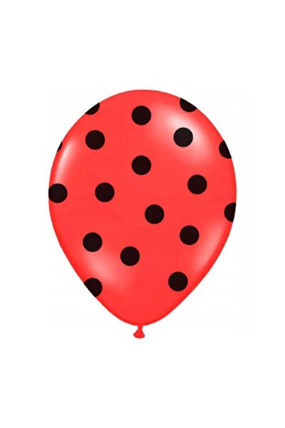 Fabrilux Set of 100 Red Balloons with Black Dots, 30 cm, Air or Helium Inflation