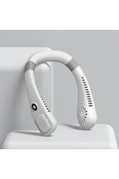 OEM Portable Neck Fan, Rechargeable USB-C, 5 Speed Levels, Digital Display, White, Fabrilux