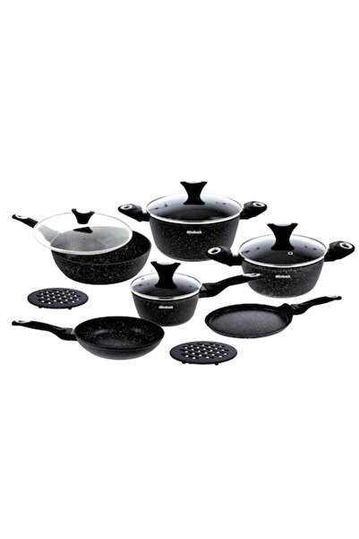 Ofenbach set of 6 pots and pans, marble coating, black