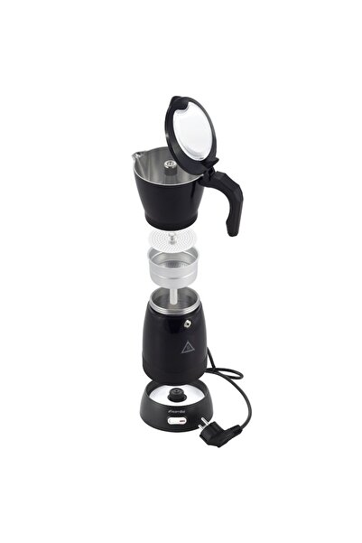 Kamille Electric Coffee Maker, Aluminum, Transparent/Black, 480 W, 300 ml