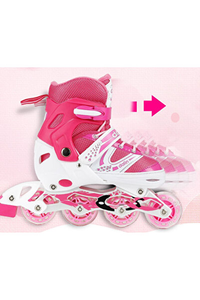 Krista Children's roller skates SR06, silicone wheels with lights, adjustable sizes 31-34, pink
