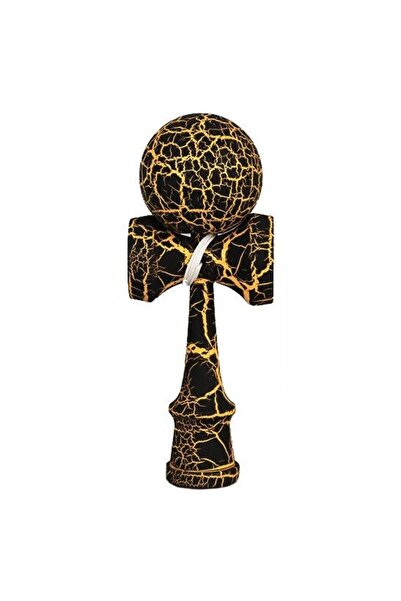 Kendama Топка Пълна Пукнатина Златно Буково Дърво Черно