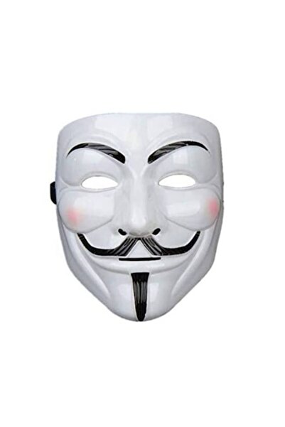 Fabrilux Halloween Guy Anonymous Mask, unisex, white with black and red, durable plastic,