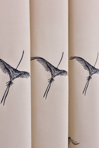 Setekshome Phoenix Embroidered Background Curtain Ecru