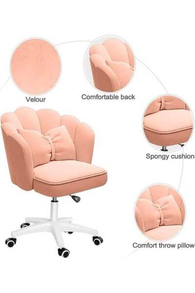 Generic Petal Vanity Chair for Women Ergonomic, 360° Swivel, Multiuse as Computer/Office/Makeup Chair