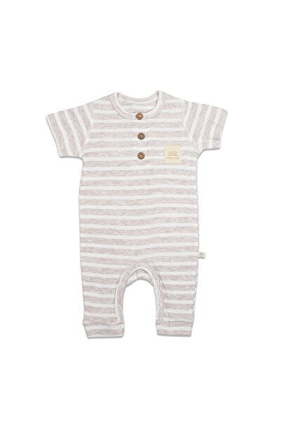 BUDİ HOME Bistyle line colors half sleeve booties free jumpsuit 15126 beige