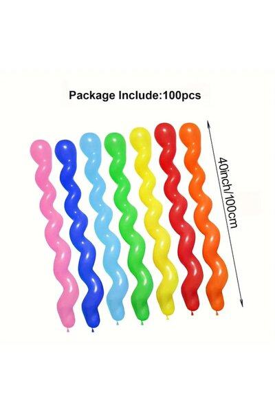 Fabrilux Set of 100 Spiral Latex Balloons 100 cm for Parties and Events – Fabrilux®