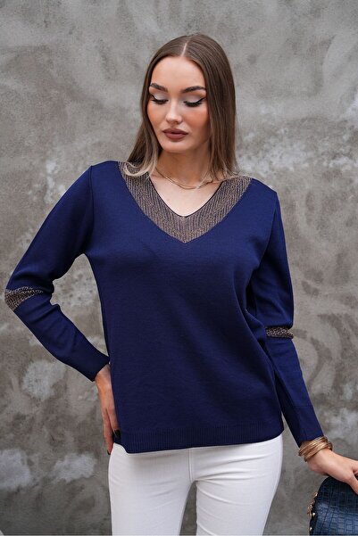 D LAVELLA YAKA VE KOL DETAYLI V YAKA BLUZ 12787