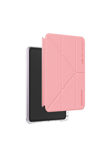 Skinarma iPad Air 11 2024 Compatible Case with Pen Holder, Transparent Back, Stand, Magnetic Zeta Case, Pink