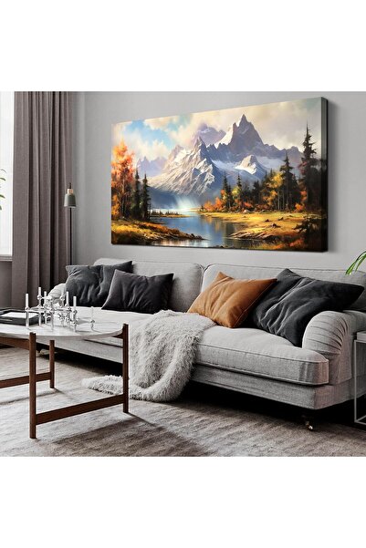 Emoda home Trove لوحة جدارية كبيرة لبحيرة جبلية (60 × 120 سم) - طباعة قماشية ...