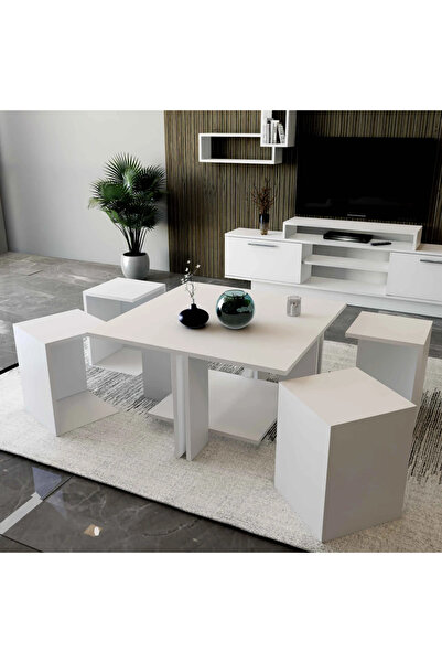 Stylish Home Table set with white TV stand - SH10