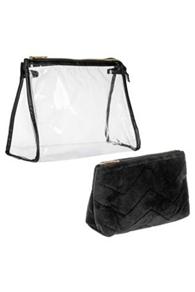 OEM Transparent & Black Velvet Pouch Set - 2 pcs