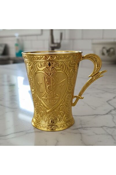 DAMMERUN Gold İşlemeli Zemzem Bardağı – 9 cm Şık Su Bardağı (1 Adet)