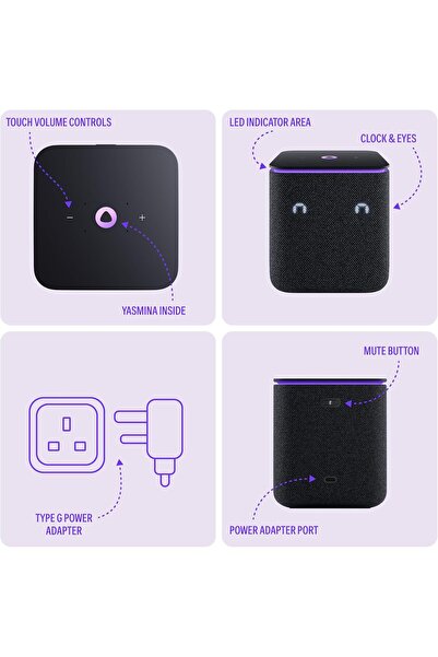 Yasmina Yango Midi Smart AI Speaker — 24W, Deep Bass, Stereo Pairing (Black)