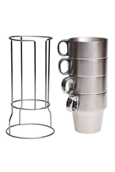 Kamille Set de 4 căni termice de călătorie cu suport, Kamille, oțel inoxidabi...