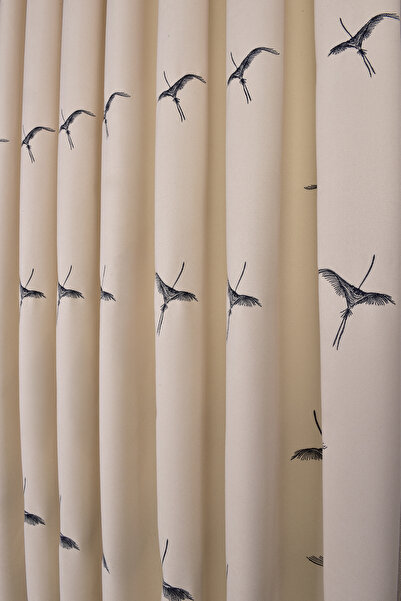 Setekshome Phoenix Embroidered Background Curtain Ecru
