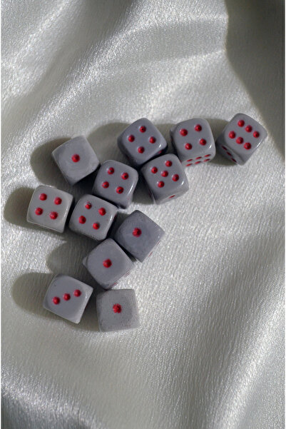 DiceLand Tavla, Okey, D&D 2 Adet Ebruli Zar - Gri ve Kırmızı