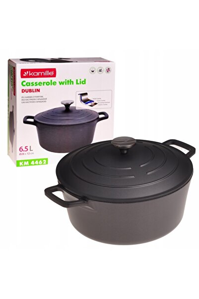 Kamille Marble-Coated Aluminum Pot, 28 cm, 6.5 L, Black