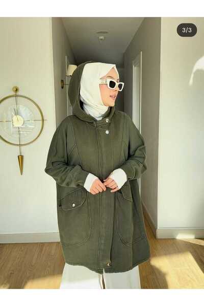 misselis kadın gabardin uzun kap ceket