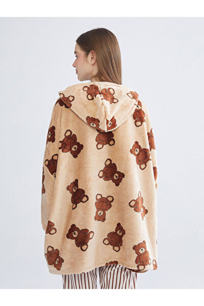 LC Waikiki Create Your Style from Uzg Store | Hooded Oversized Plush Women's Pajama Top