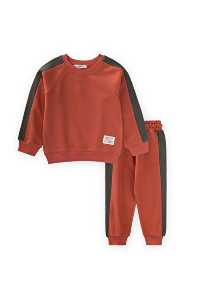 Cigit Paneled Sweatshirt Set 2-8 Years Old Tile