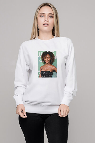 QIVI سترة ريفيرديل جوزي مايكو أشلي موراي جوزي مطبوع سترة نسائية بيضاء محبوكة بأكمام طويلة