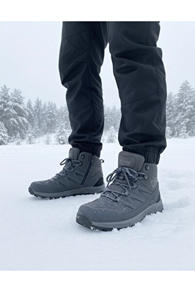 Riwax Men's Boots with Fleece Lining, Water and Snow Resistant, Winter Zippered Outdoor Trekking Boots