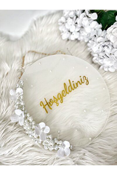 RESİNARTSHOP Epoksi Hoşgeldiniz Kapı Süsü 30 cm gold