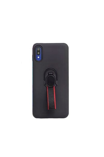 Doty Husă din silicon cu inel pentru iPhone XS, design elegant, negru/roșu,