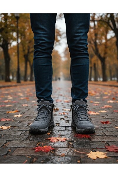 Riwax Men's Boots with Fleece Lining, Water and Snow Resistant, Winter Zippered Outdoor Trekking Boots