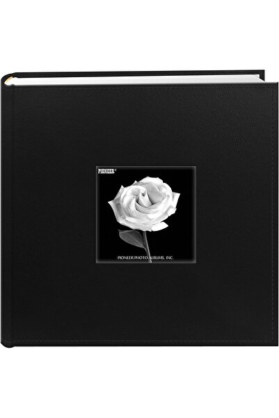 Pioneer Photo Albums 200-pocket stitched leather frame photo album, black, 10...