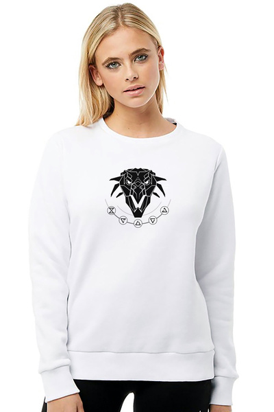 QIVI The Witcher School of the Griffin Printed White Women's Knitted Sweatshi...