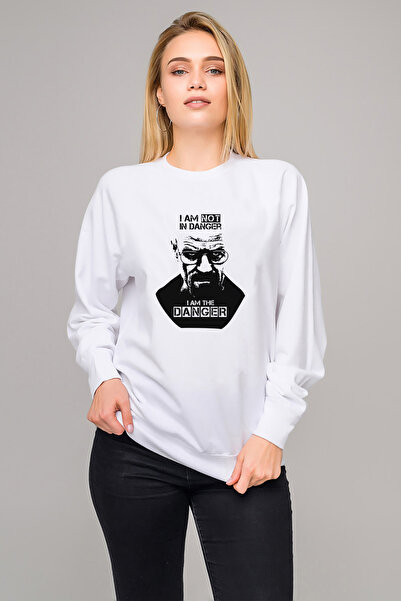QIVI سويت شيرت Breaking Bad I Am The Danger مطبوع للسيدات باللون الأبيض محبوك...