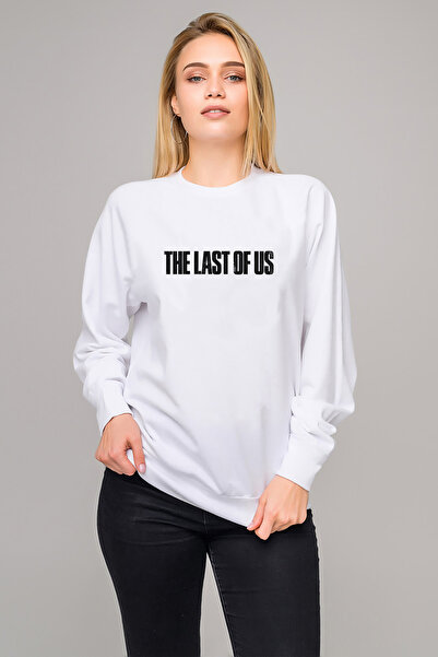 QIVI سويت شيرت The Last Of Us Logo مطبوع للسيدات باللون الأبيض بأكمام طويلة