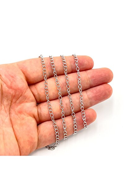 yfhobi 1 Metre- 0.60 mm Çelik Zincir, Kolye Zinciri, Takı Zinciri, Rodyum Ren...