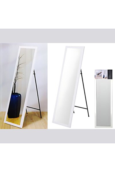 iTin Rectangular floor mirror with wooden frame Premium 2, white, elegant and minimalist design