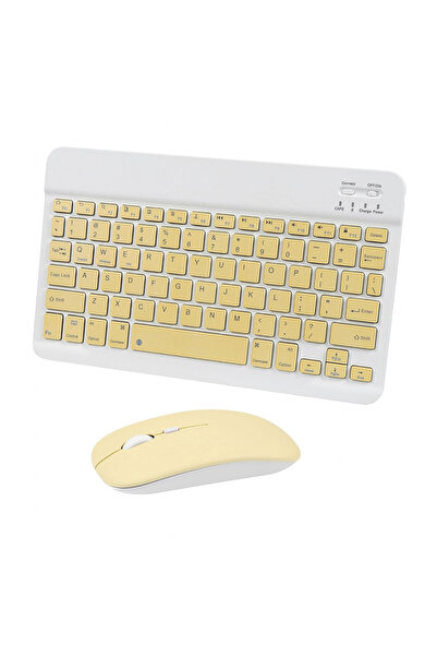MaffStuff MaffStuff® Cream Yellow Wireless Keyboard and Mouse Set – Silent, Bluetooth