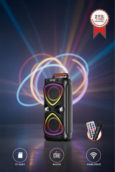 Torima Bluetooh Hoparlör Mikrofonlu Led Işıklı Parti Speaker D78 Siyah