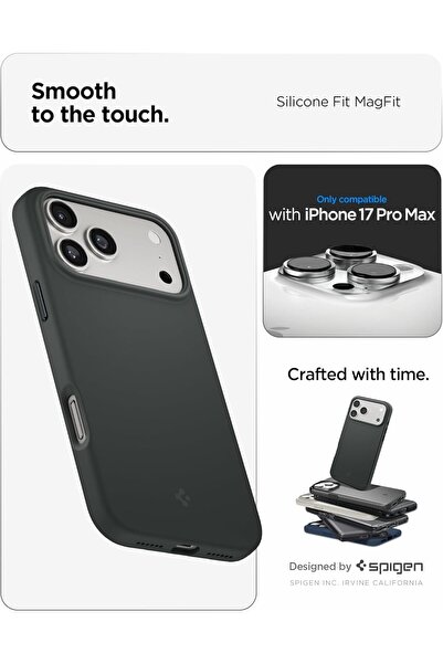 Spigen Silicone Fit MagFit for iPhone 17 Pro Max case cover [MagSafe compatible] - Abyss Green